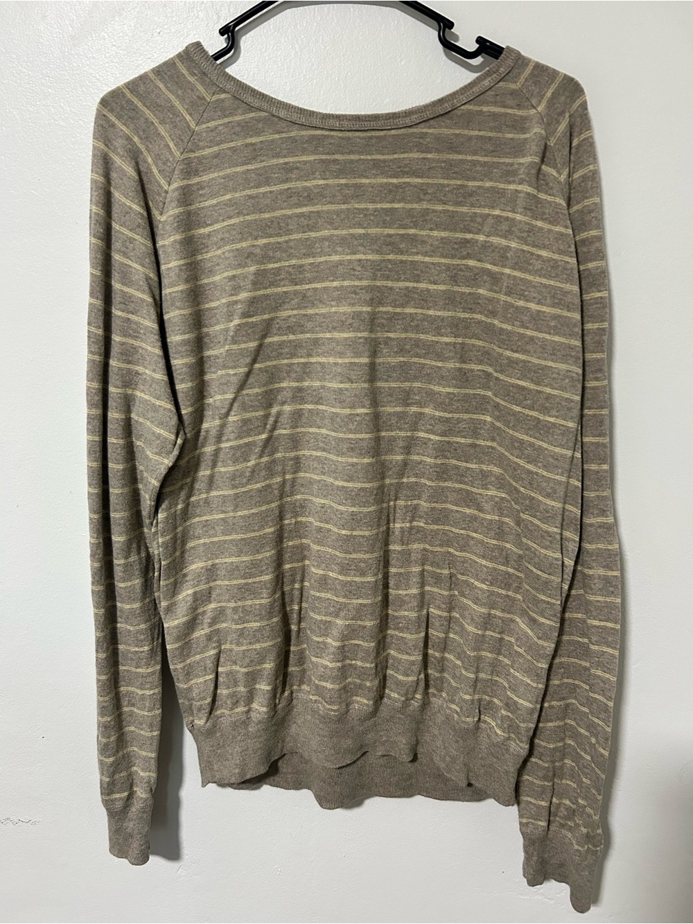 GAP Women's Striped Crewneck Sweater in Taupe and Cream